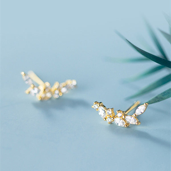 Dainty Gold Laurel Leaf Stud Earrings