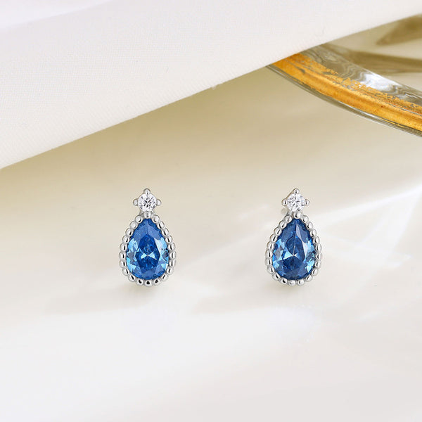 Color Gemstone Teardrop Stud Earrings