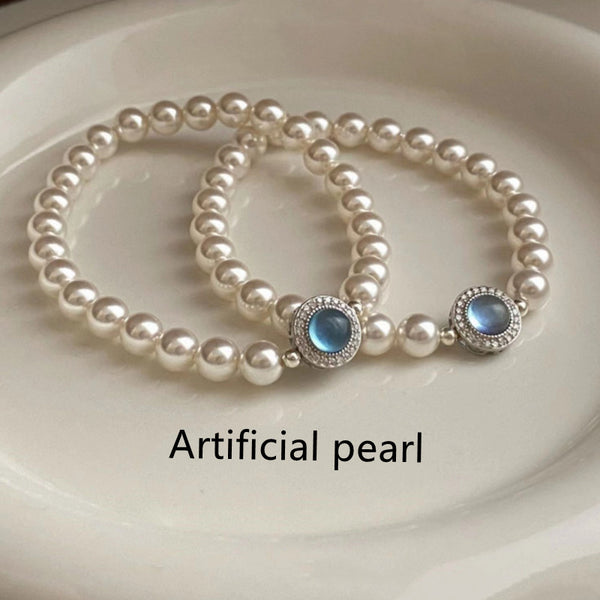 Silver Aquamarine Pearl Bracelet