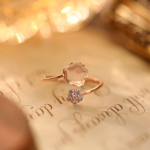 Dainty Pink Flower Stacking Ring