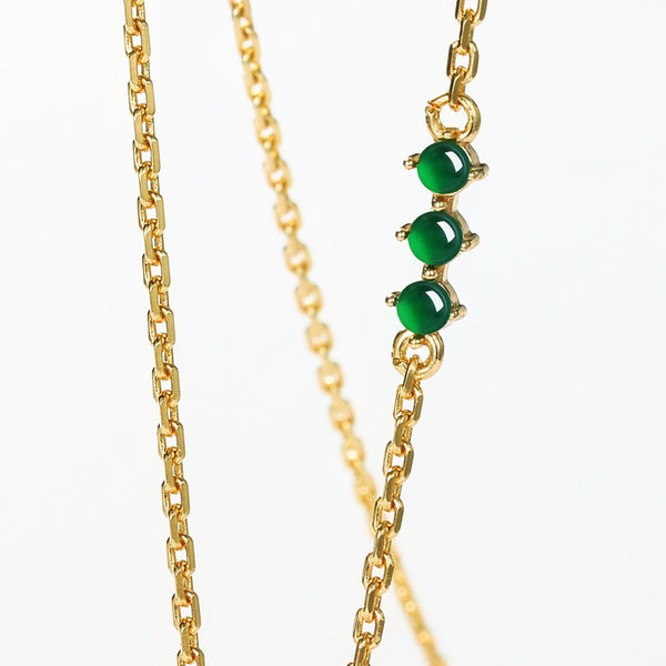 Gold Shell Fan Emerald Necklace