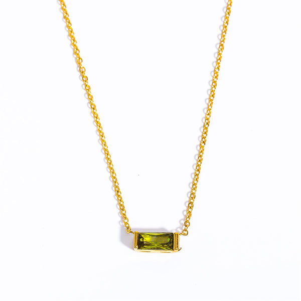 Baguette Cut Birthstone Pendant Necklace