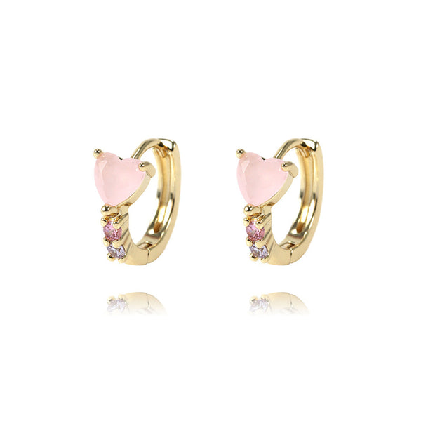 Color Gemstone Heart Hoop Earrings