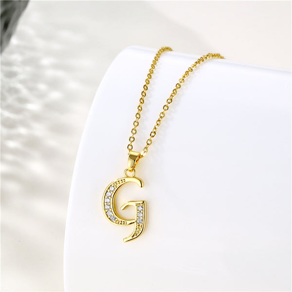 Gold Initial Letter Pendant Necklace