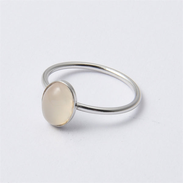 Oval Chalcedony Setting Thin Band Ring