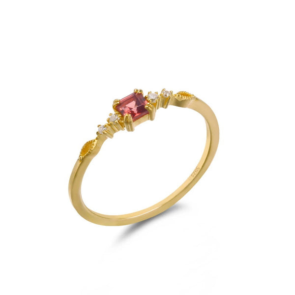 Garnet Stone Slim Ring