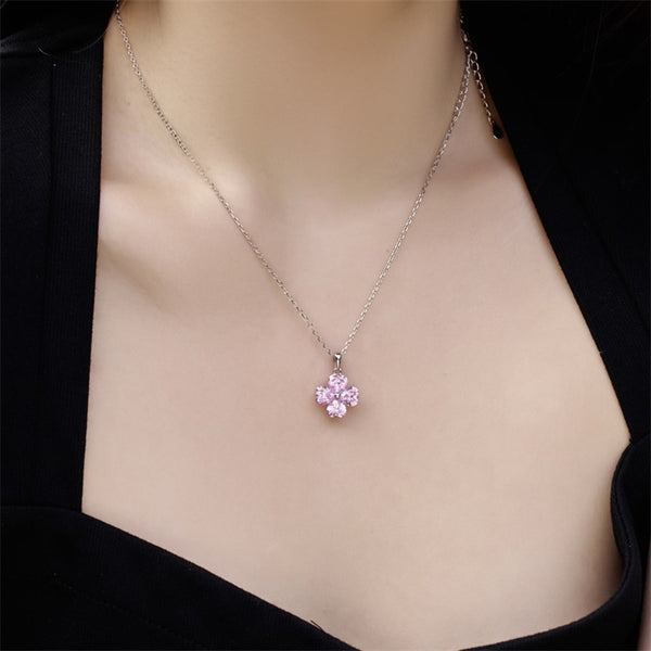 Heart Four Leaf Clover Pendant Necklace