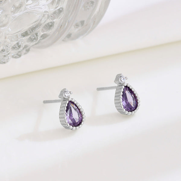 Color Gemstone Teardrop Stud Earrings