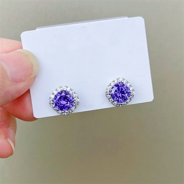 Color Gemstone Wedding Stud Earrings