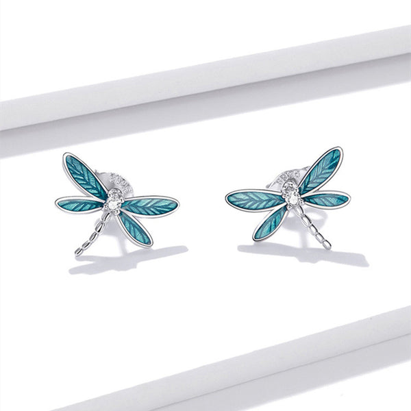 Blue Dragonfly Stud Earrings