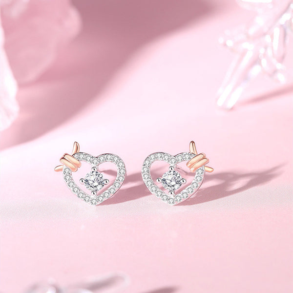 Dainty Heart Knot Stud Earrings