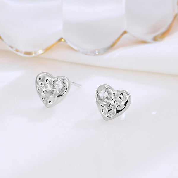 Color Gemstone Heart Stud Earrings