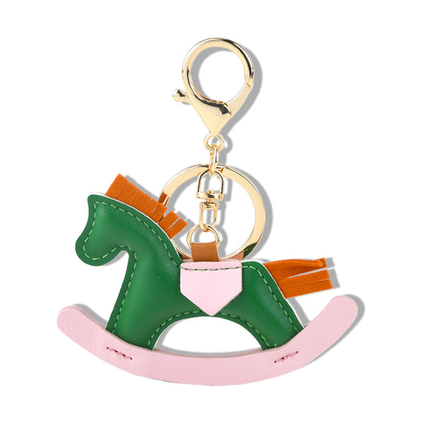 Rocking Horse Leather Car Keychain