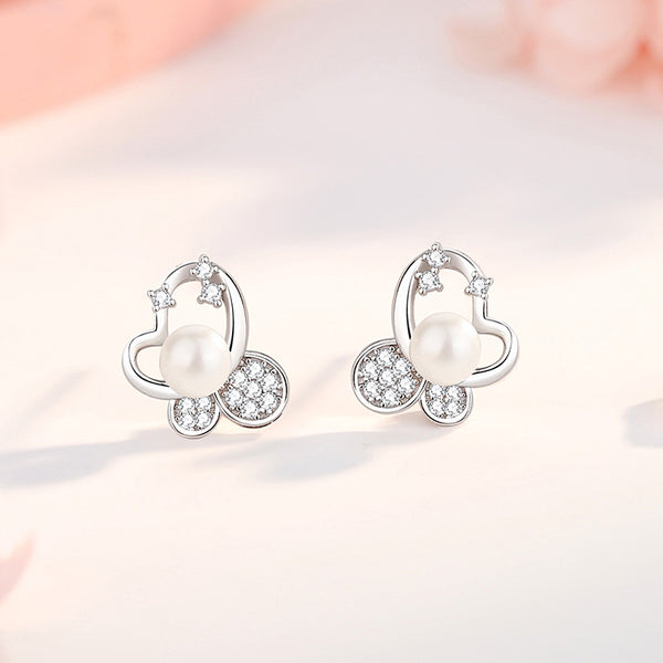 Pearl Butterfly Stud Earrings