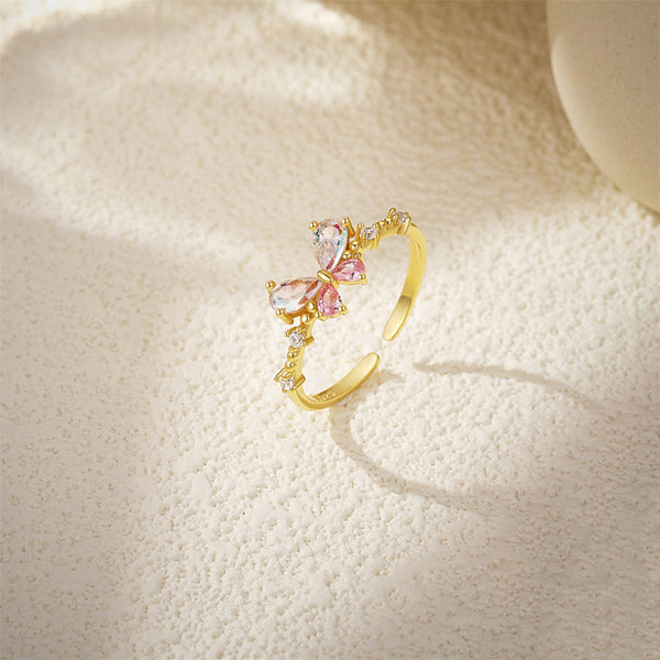 Colorful Butterfly Moon Bowknot Ring