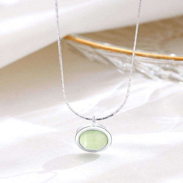 Colored Chalcedony Oval Pendant Necklace