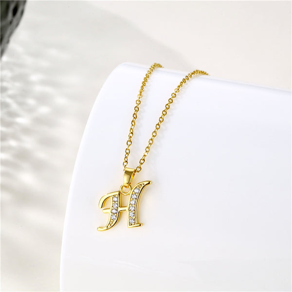 Gold Initial Letter Pendant Necklace