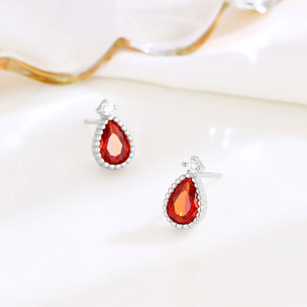 Color Gemstone Teardrop Stud Earrings