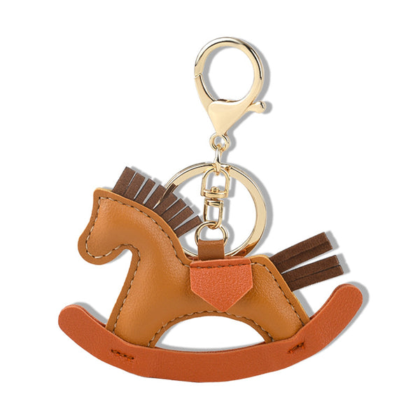 Rocking Horse Leather Car Keychain