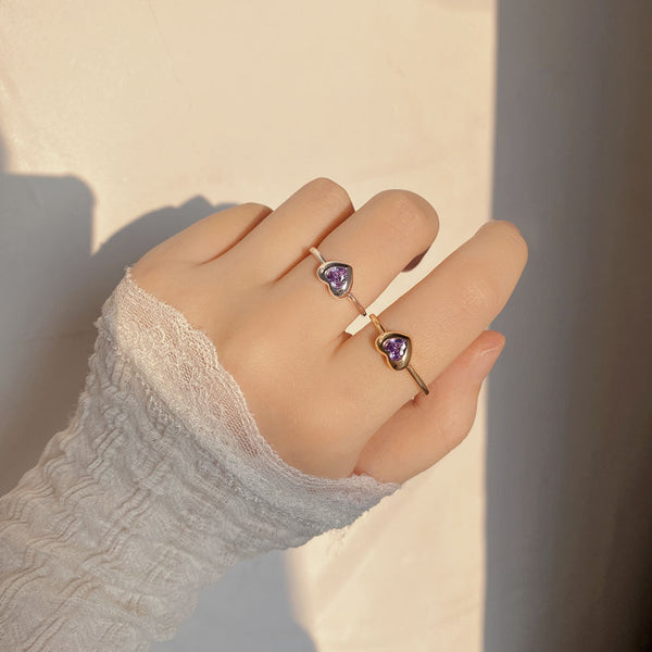 Color Gemstone Heart Statement Ring