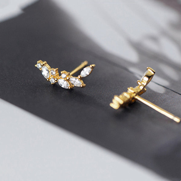 Dainty Gold Laurel Leaf Stud Earrings