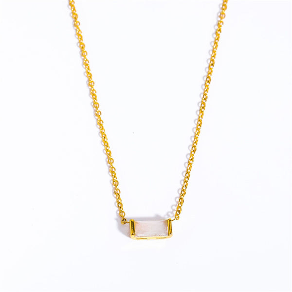 Baguette Cut Birthstone Pendant Necklace