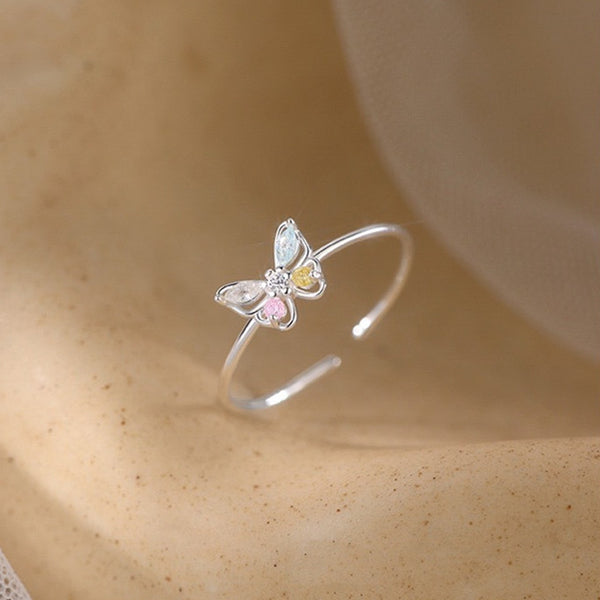 Dainty Colorful Butterfly Ring