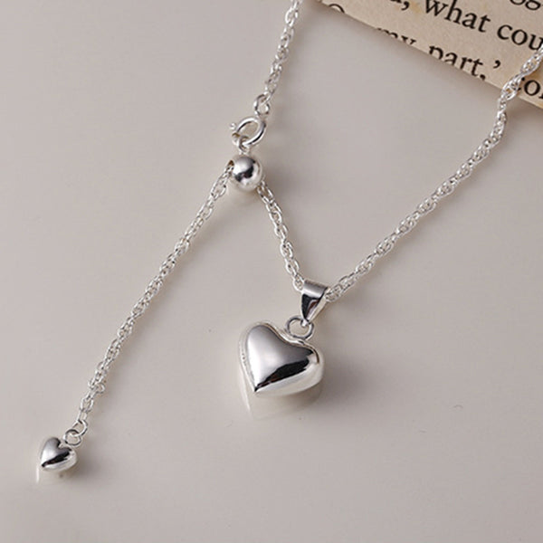 Silver Heart Tassel Necklace