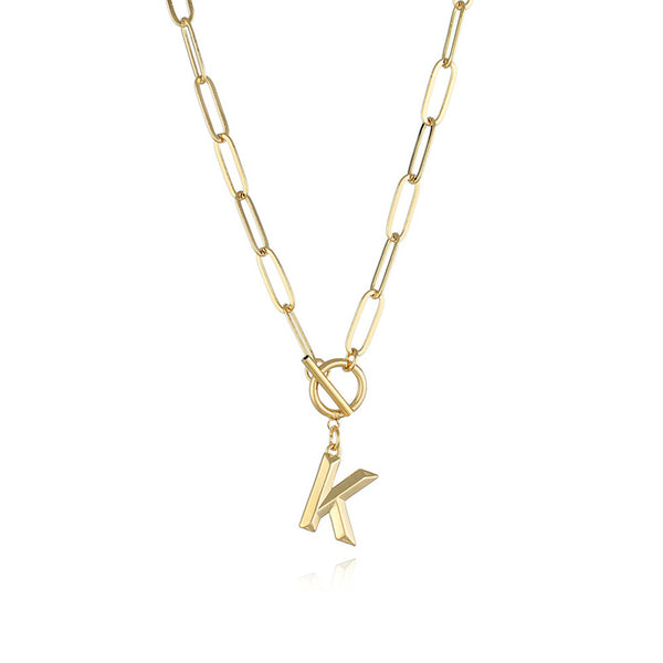 Gold Initial Letter Pendant Necklace