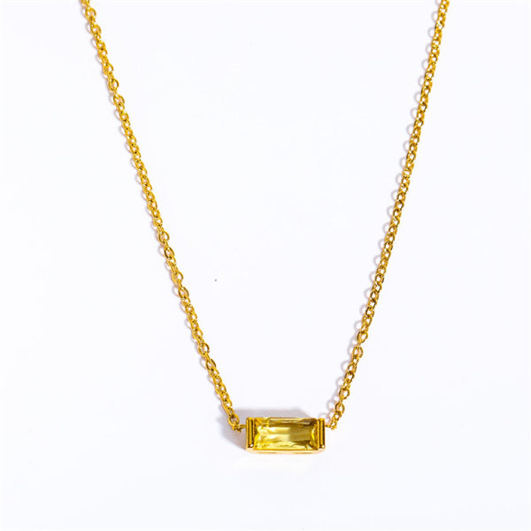 Baguette Cut Birthstone Pendant Necklace