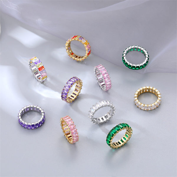 Rainbow Colored Gem Band Ring