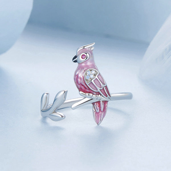 Pink Enamel Parrot Ring