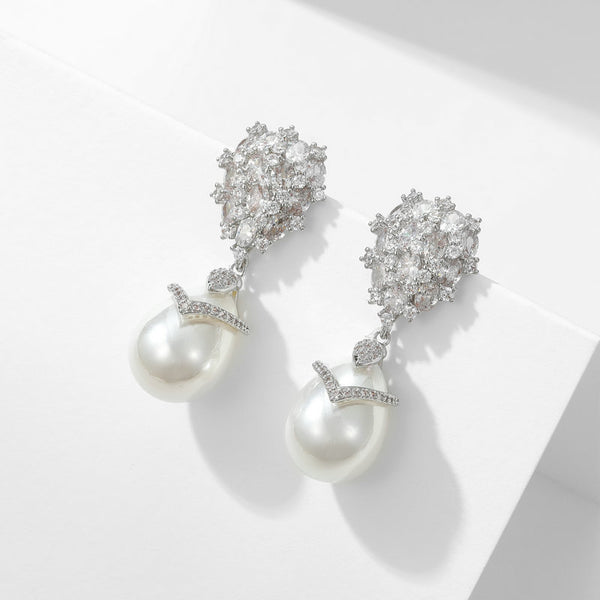 Pearl Drop Wedding Statement Earrings