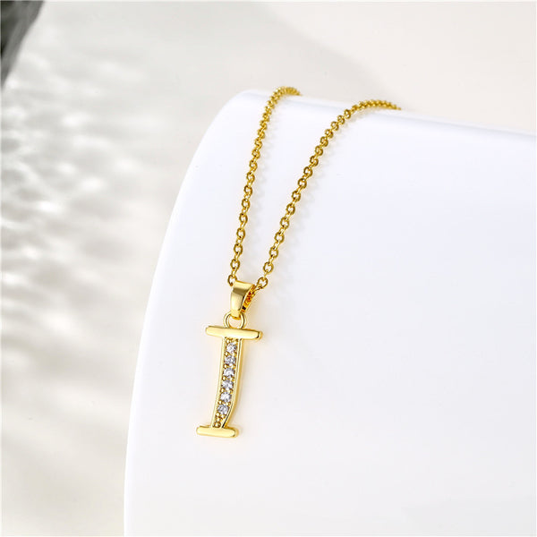 Gold Initial Letter Pendant Necklace