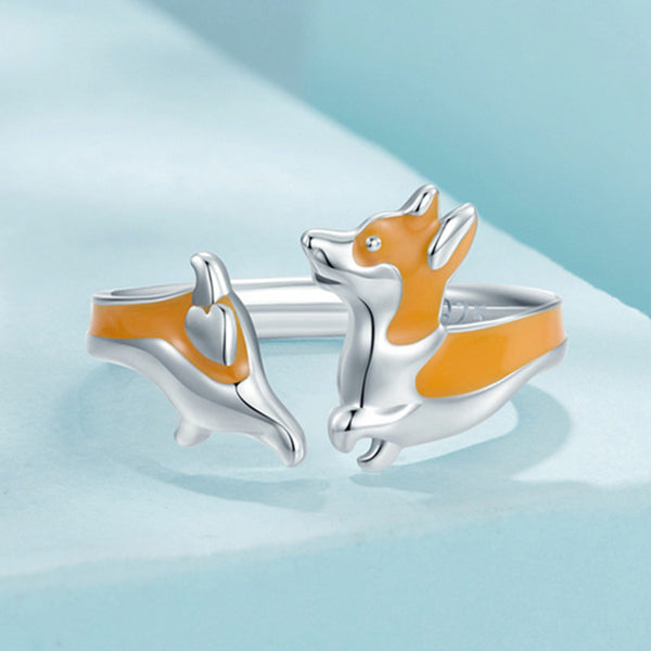 Color Enamel Welsh Corgi Pet Dog Ring