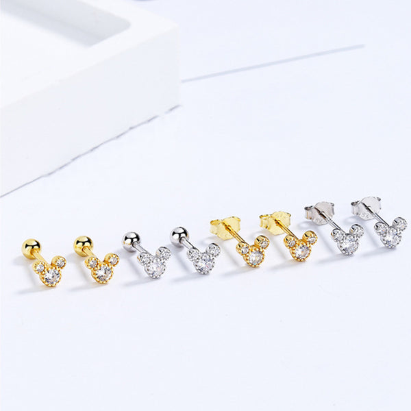 Mickey Mouse Ball End Stud Earrings