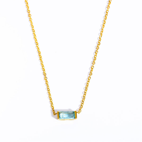 Baguette Cut Birthstone Pendant Necklace