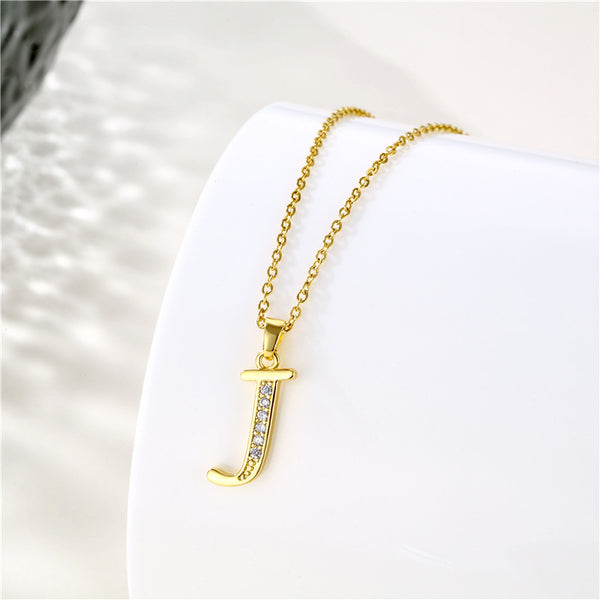 Gold Initial Letter Pendant Necklace