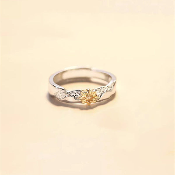 Gold Sun Moon Matching Couple Ring