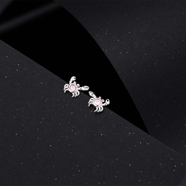 Cute Pink Crab Stud Earrings