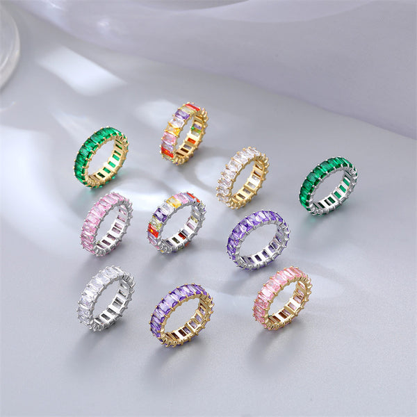 Rainbow Colored Gem Band Ring