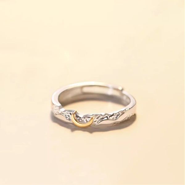 Gold Sun Moon Matching Couple Ring