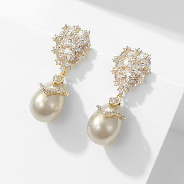 Pearl Drop Wedding Statement Earrings