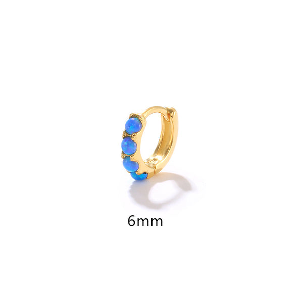 Dainty Gold Opal Hoop Earrings