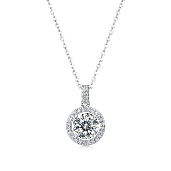 Moissanite Halo Circle Wedding Necklace