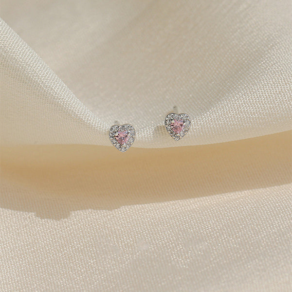 Pink Heart Stud Earrings