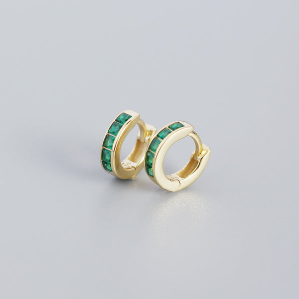 Color Gemstone Hoop Wedding Earrings