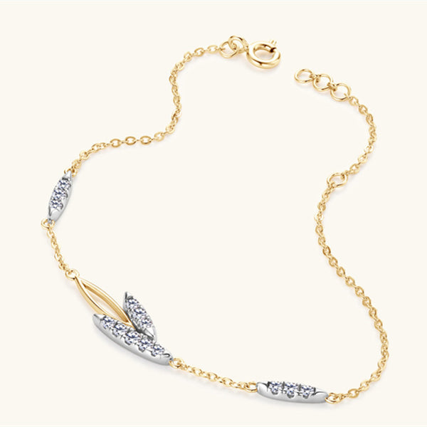 Dainty Leaf Moissanite Wedding Bracelet