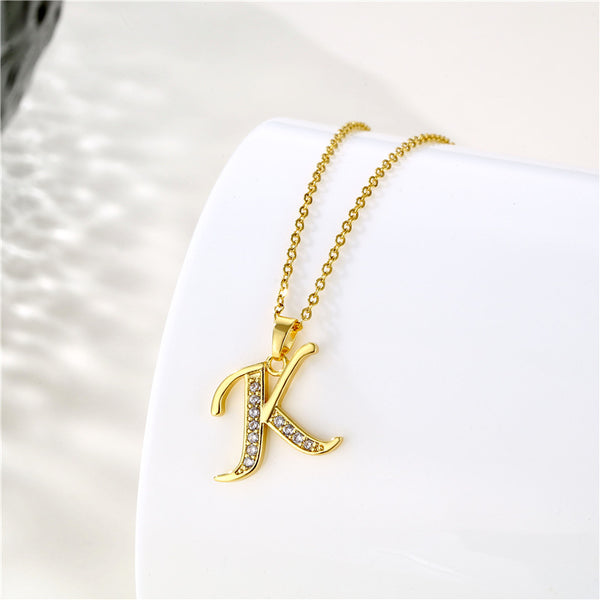 Gold Initial Letter Pendant Necklace