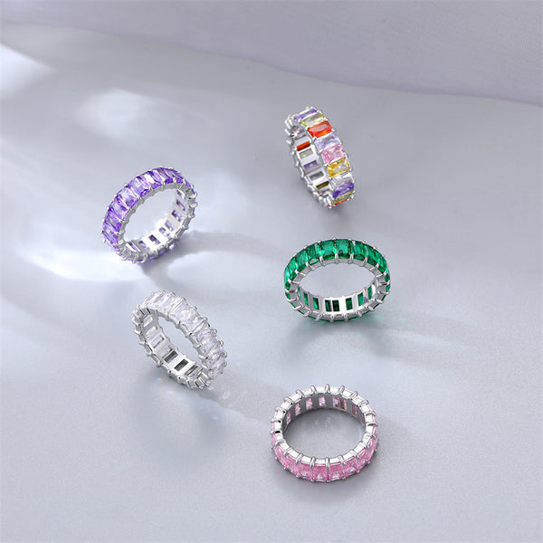 Rainbow Colored Gem Band Ring